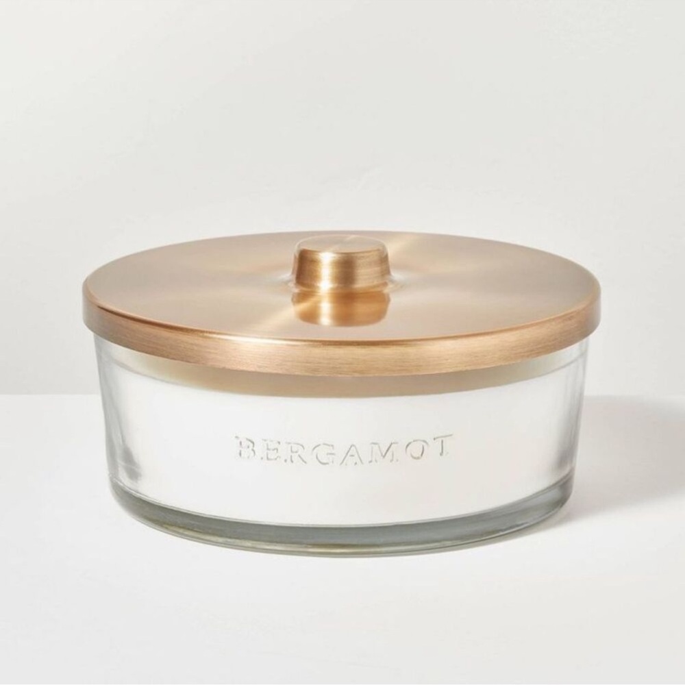 5-Wick Clear Glass Bergamot Knob-Lid Jar Candle 28oz - Hearth & Hand BRAND NEW